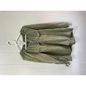 Sundance Olive Green Long Sleeve linen Button Front Blouse size small